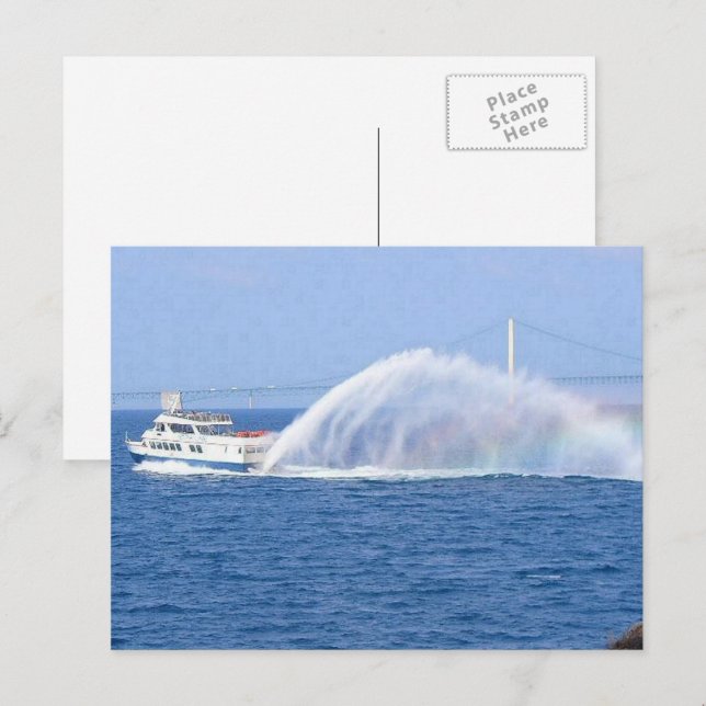 Carte Postale Ferry & Rainbow de Mackinac Island, Michigan, État (Devant / Derrière)