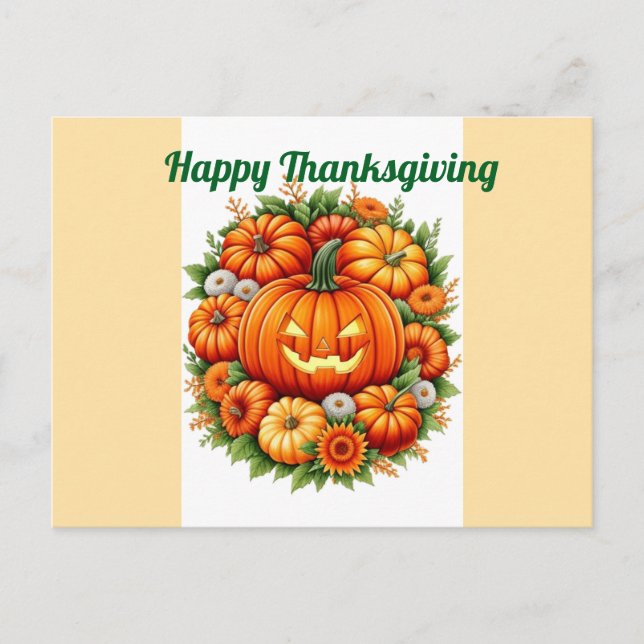 Carte Postale Festif Citrouille Thanksgiving (Devant)