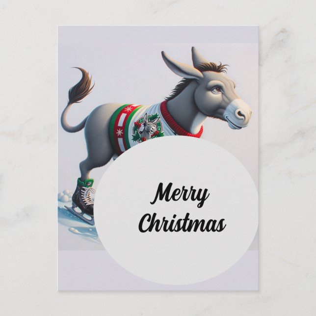 Carte Postale Festif mignon âne de Noël (Devant)