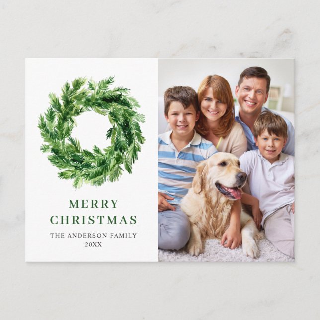 Carte Postale Festif Pine Branch Wreath Christmas Holiday PHOTO (Devant)