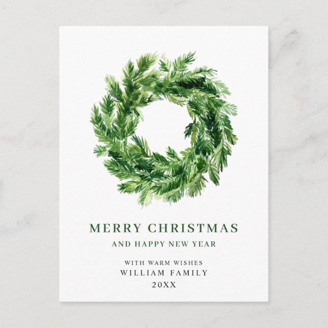 Carte Postale Festif Pine Branche Wreath Noël (Devant)