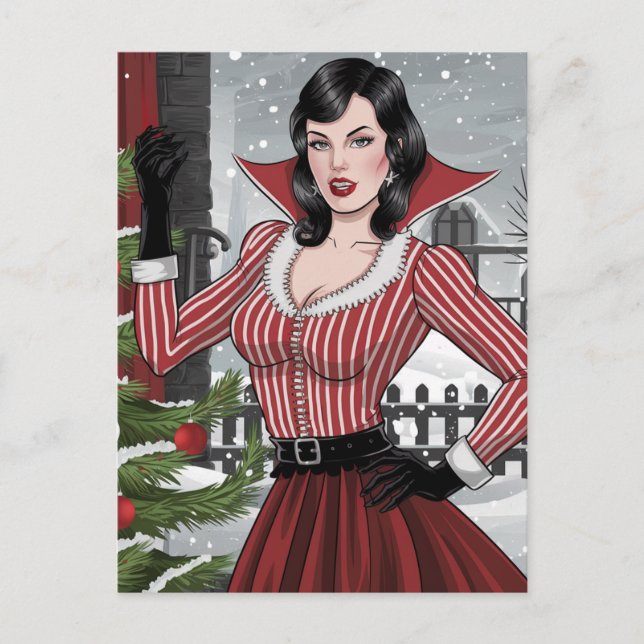 Carte Postale Festif Vampire Lady Noël (Devant)