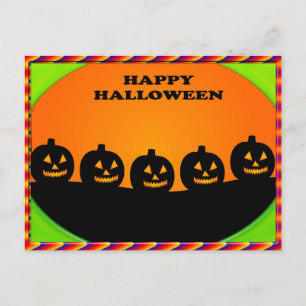 Carte Postale Festin Halloween Jack o' Lantern Silhouettes