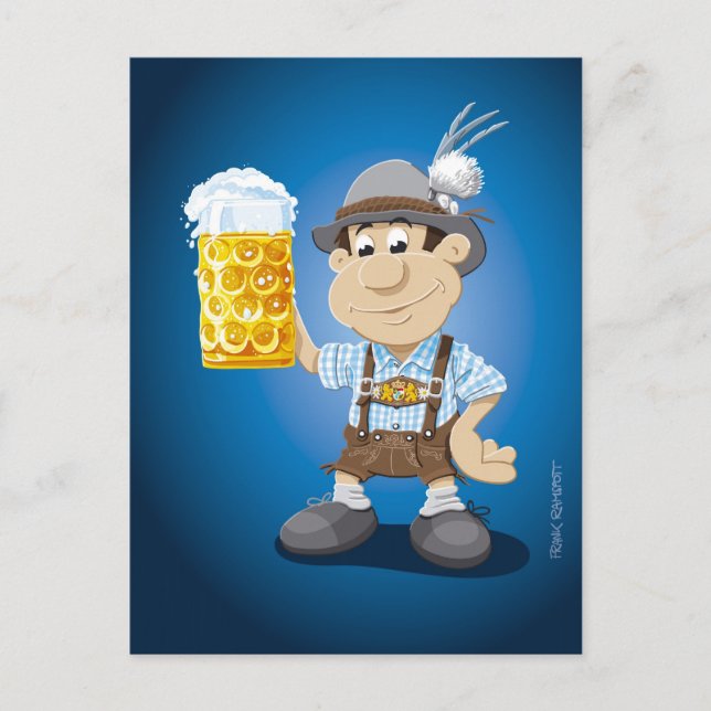 Carte postale FESTIVAL DE BIÈRE Lederhosen Cartoon (Devant)