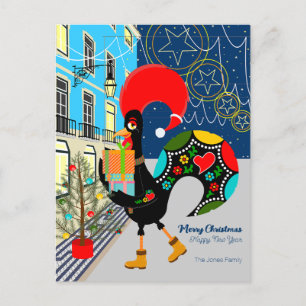 Carte Postale Festivals de Noël avec le coq portugais