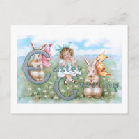 Festive Bunnies Vintages de Pâques, Enfant & Salut