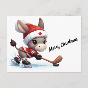 Carte Postale Festive Canada Joyau de hockey de Noël
