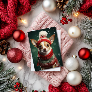 Carte postale Festive Chihuahua Christmas Holiday