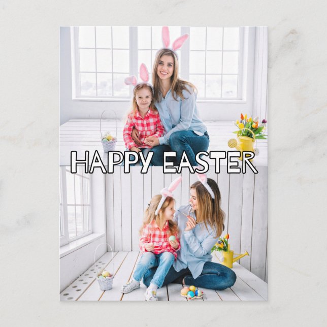 Carte Postale Festive Custom 2 photos Famille Joyeux Pâques (Devant)
