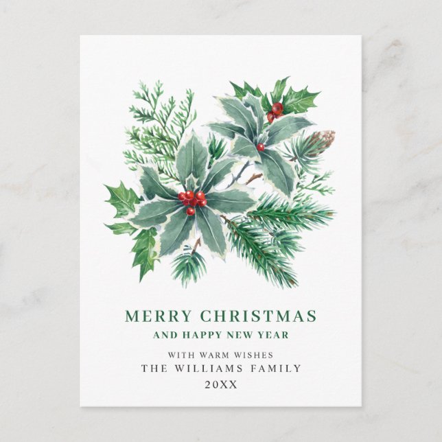 Carte Postale Festive Holly Berry Noël voeux (Devant)