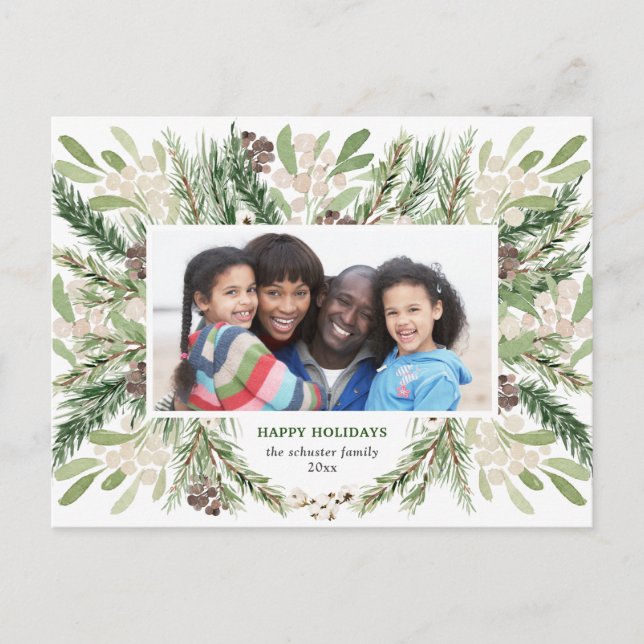 Carte postale Festive Noël Floral Holiday (Devant)