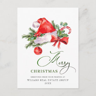 Carte Postale Festive Père Noël Casquette Noël Salutation vacanc