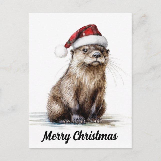 Carte postale Festive Père Noël Christmas Otter (Devant)