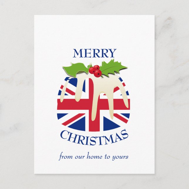 Carte Postale Festive Pudding BRITANNIQUE UNION JACK Noël (Devant)