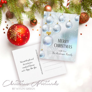 Carte Postale Festive Winter Wonderland Silver Balls Noël