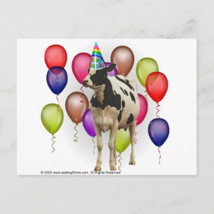 Carte Postale Fête à thème de la vache d'anniversaire