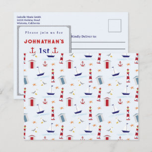 Carte Postale Fête d'anniversaire 1 an motif phare nautique 