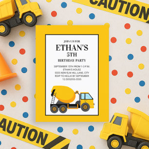 Carte Postale Fête d'anniversaire Camion à ciment jaune