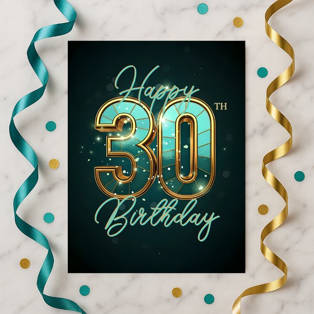 Carte Postale Fête d'anniversaire de 30 ans scintillante sarcell (Créateur téléchargé)