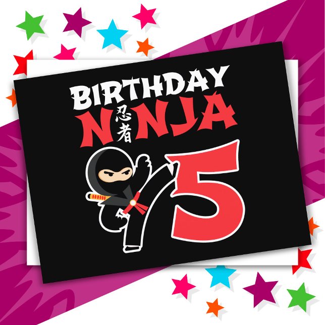 Carte Postale Fête d'anniversaire de 5 ans de ninja de karaté En (Créateur téléchargé)