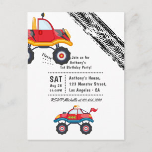 Carte Postale Fête d'anniversaire de camion monstre