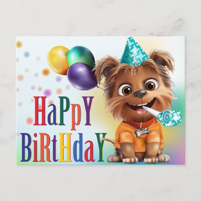 Carte Postale Fête d'anniversaire de chien (Devant)