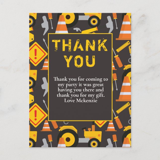 Carte Postale Fête d'anniversaire de construction Merci (Devant)