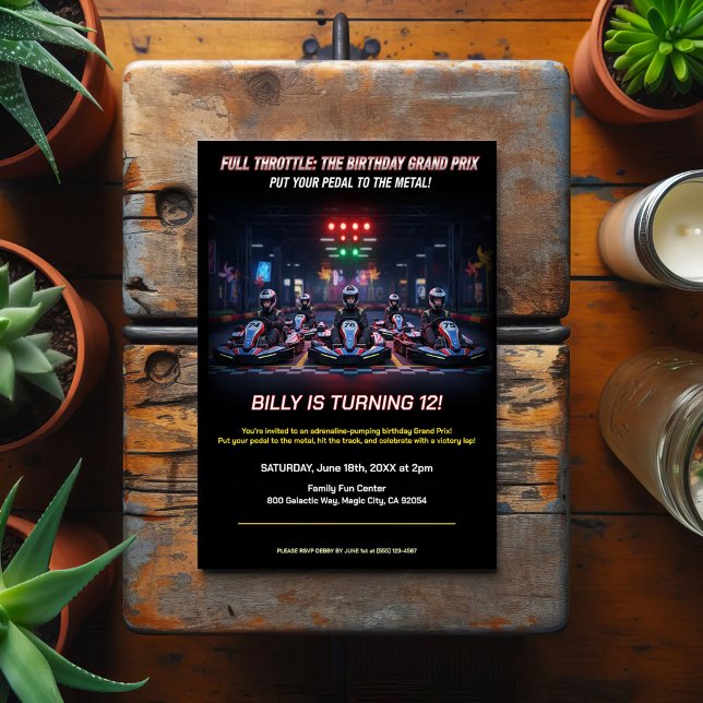Carte Postale Fête d'anniversaire de course à plein régime (Créateur téléchargé)