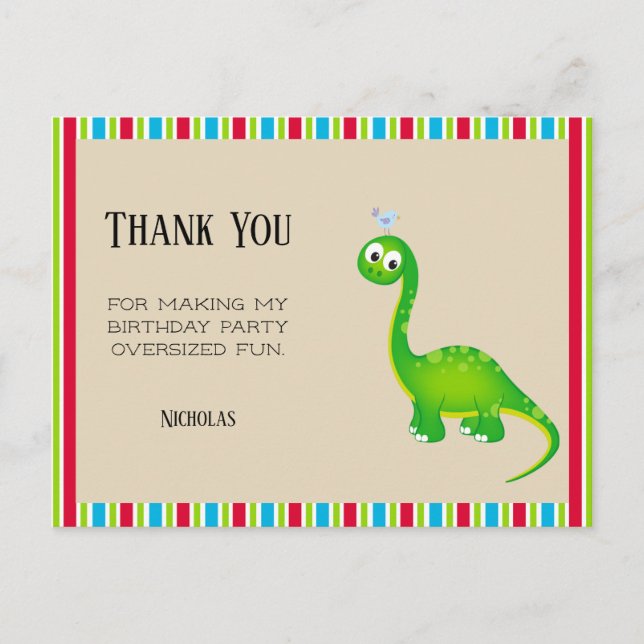 Carte Postale Fête d'anniversaire de dinosaure préhistorique Mer (Devant)