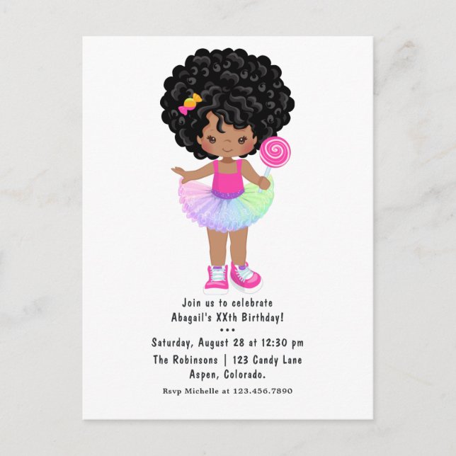 Carte Postale Fête d'anniversaire de fille Afro-Américaine sur l (Devant)