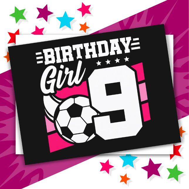 Carte Postale Fête d'anniversaire de football de 9 ans pour fill (Créateur téléchargé)