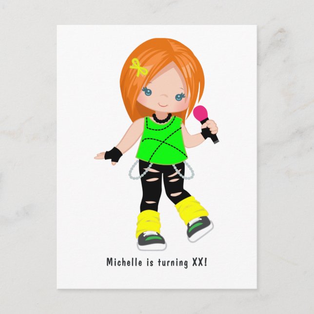 Carte Postale Fête d'anniversaire de la fille rousse mignonne ro (Devant)