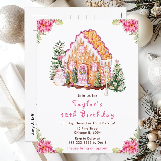 Carte Postale Fête d'anniversaire de la maison en pain d'épices  (Créateur téléchargé)