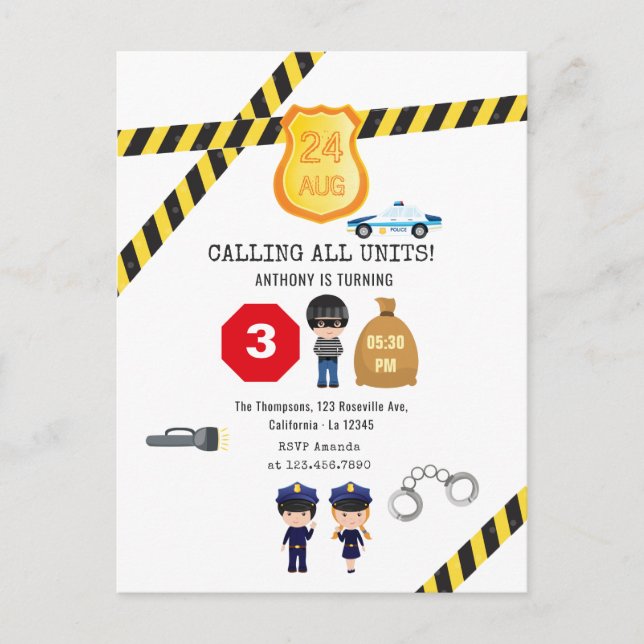 Carte Postale Fête d'anniversaire de la police (Devant)