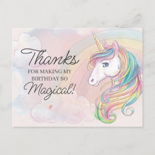 Carte Postale Fête d'anniversaire de l'Unicorne merci