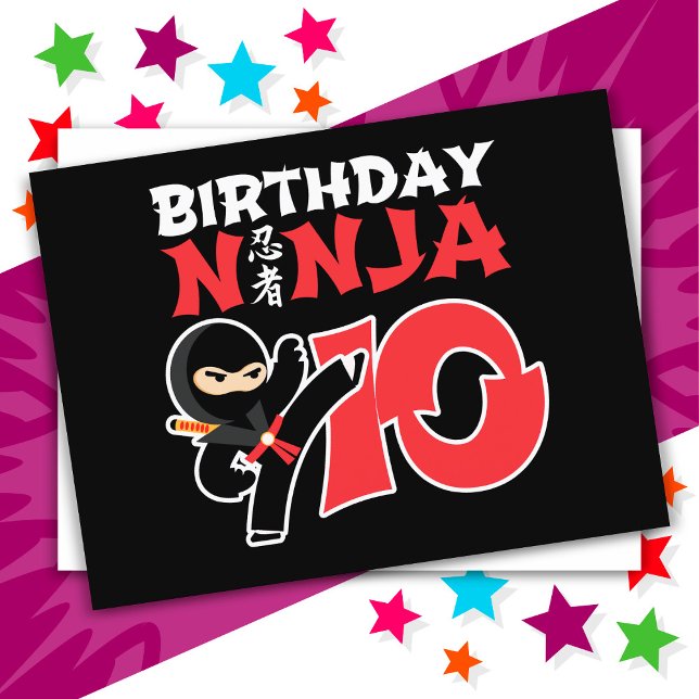 Carte Postale Fête d'anniversaire de ninja de karaté de 10 ans p (Créateur téléchargé)
