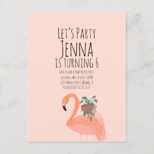 Carte Postale Fête d'anniversaire de plante flamant rose mignonn
