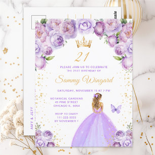 Carte Postale Fête d'anniversaire de princesse aux cheveux blond
