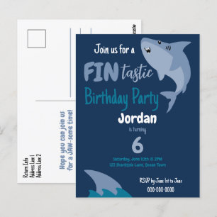 Carte Postale Fête d'anniversaire de requin fin-tastique des enf