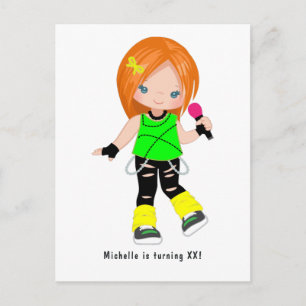 Carte Postale Fête d'anniversaire de rock star fille aux cheveux
