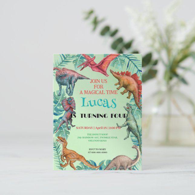 Carte Postale Fête d'anniversaire d'enfants d'école de la jungle (Debout devant)