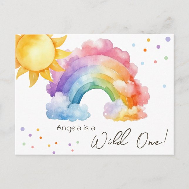 Carte Postale Fête d'anniversaire des enfants arc-en-ciel Wild O (Devant)