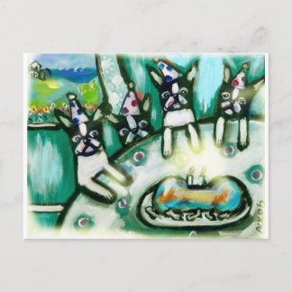 Carte Postale Fête d'anniversaire d'été de Boston Terrier
