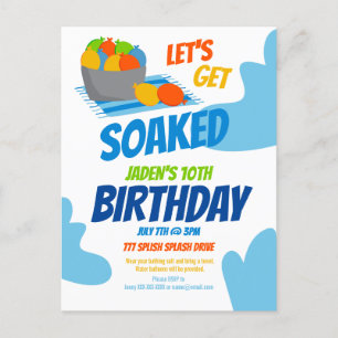 Carte Postale Fête d'anniversaire d'été pour enfants avec piscin