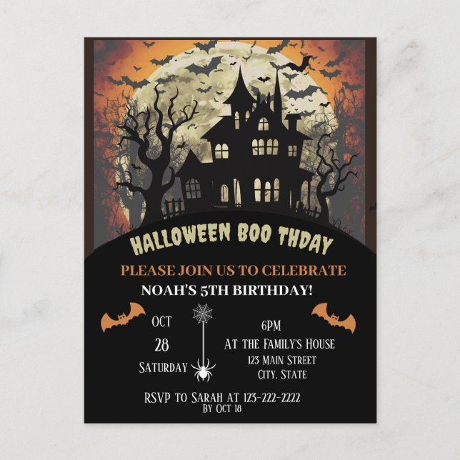 Carte Postale Fête d'anniversaire d'Halloween (Devant)