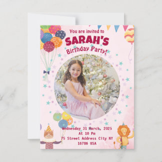 Carte Postale fête d'anniversaire d'invitation pour enfants (fil