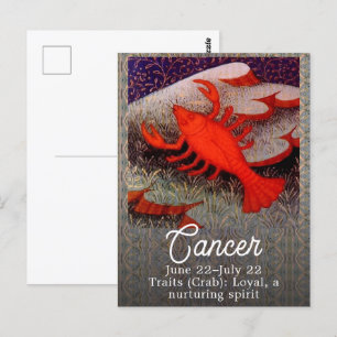 Carte Postale Fête d'anniversaire du signe du zodiaque Cancer le