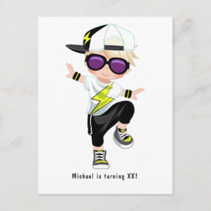Carte Postale Fête d'anniversaire d'un garçon breakdancer hip‑ho