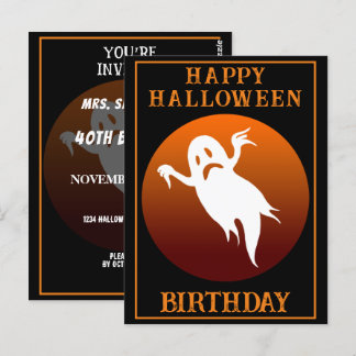 CARTE POSTALE FÊTE D'ANNIVERSAIRE EN PERSONNALISÉE GHOST HALLOWE