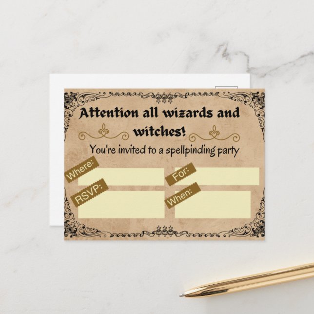 Carte Postale Fête d'anniversaire magique pour sorcier ou sorciè (Devant/Arrière en situation)